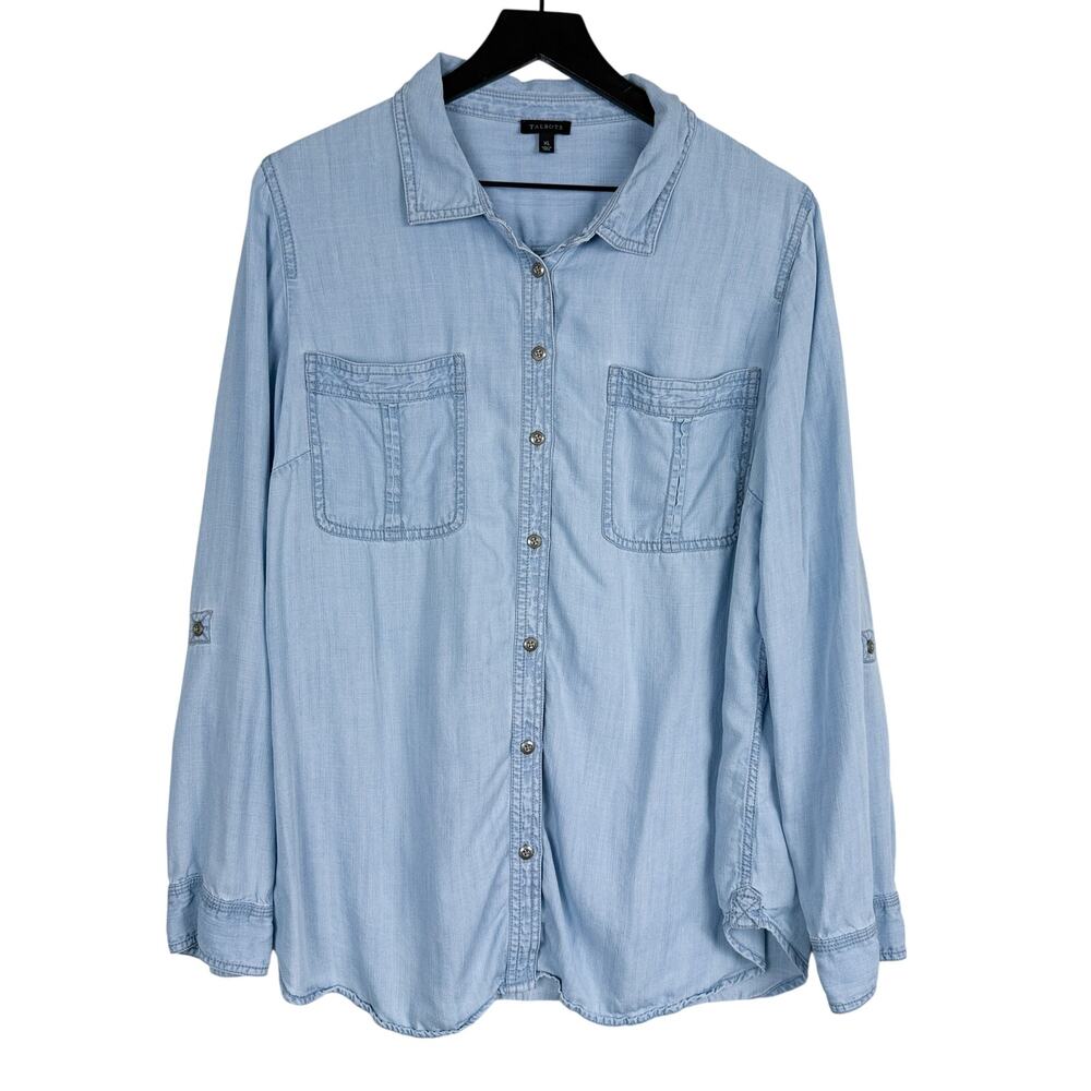 Talbots Lyocell Chambray Button Up Shirt Blue - XL